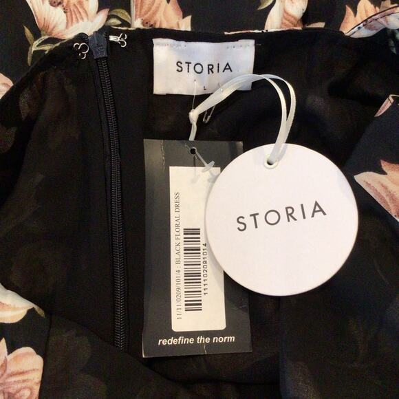 STORIA Black Floral Strappy Sundress size L NWT - Picture 7 of 10